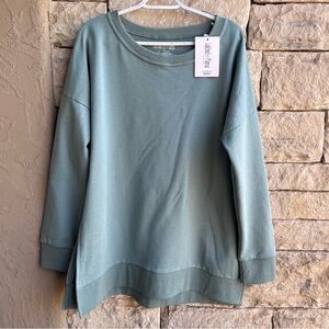 Latched Mama Maternity Green Nursing Pullover Side Opening Pastel Top
